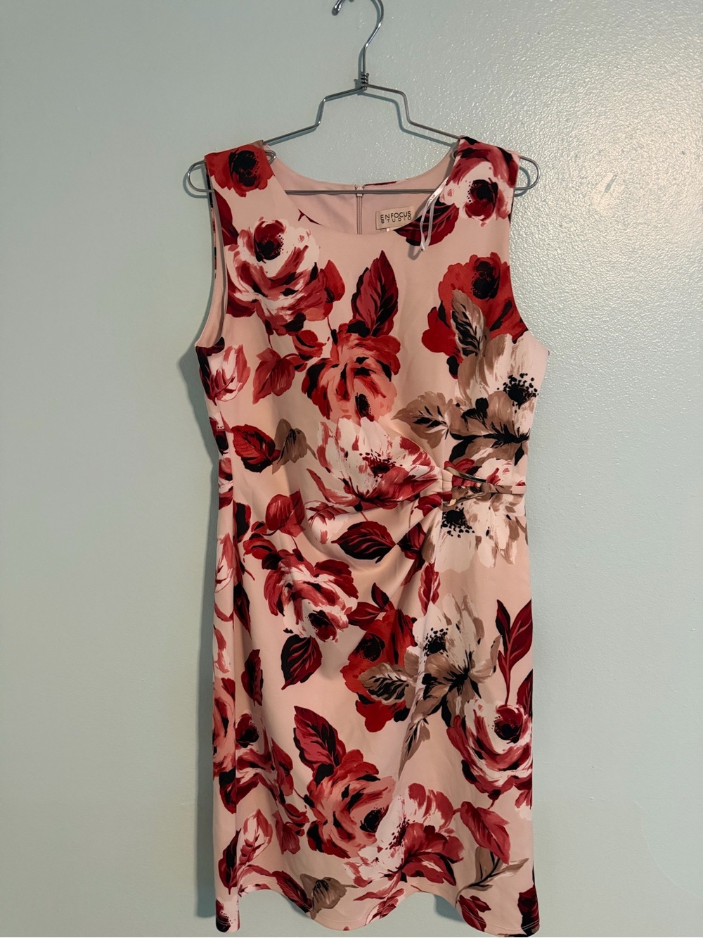 Women Enfocus Studio Pink Midi Dress with Red and Black Floral Print